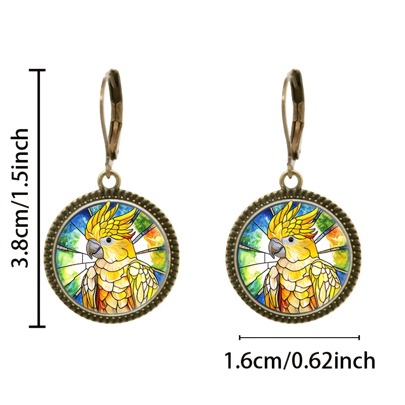 2pcs Classic Parrot Feather Pendant Earrings Set